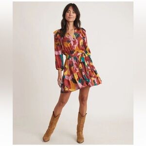 Marine Layer Elise Exploded Floral Ruffle Tiered Dress Womens Medium